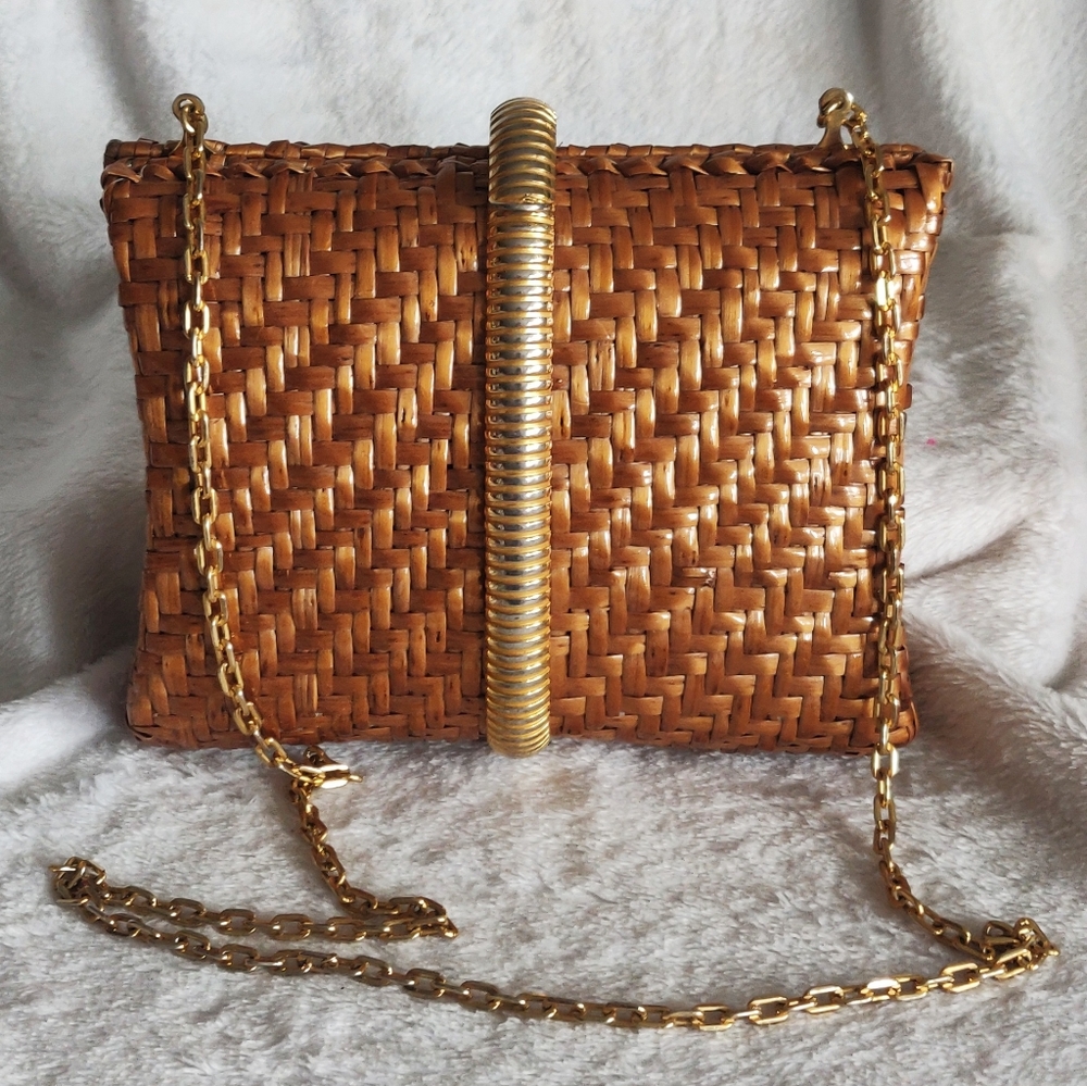 Vtg RODO ITALY Designer Wicker Straw Convertible Shoulder Clutch Bag Purse